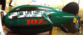 Power logo advertising blimp